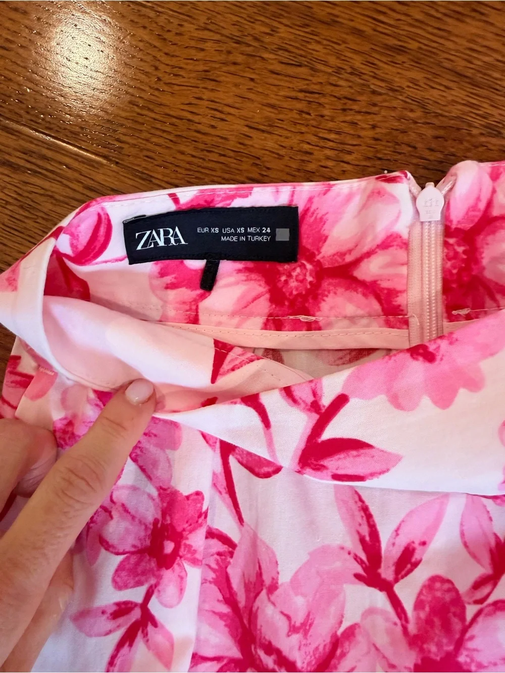 Zara Pink Floral High-Waist Midi Skirt